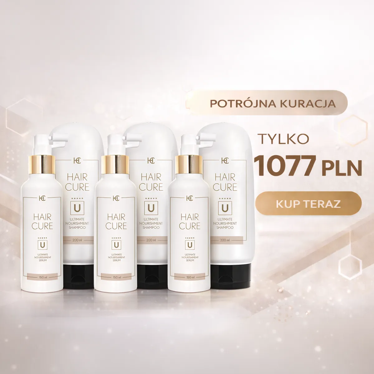 3 x Kuracja Ultimate Nourishment Shampoo + Serum – zestaw przeciw wypadaniu włosów